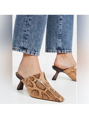 Sam‎ Edelman Skya Snakeskin Print Embossed Leather Mules Sz 10.5